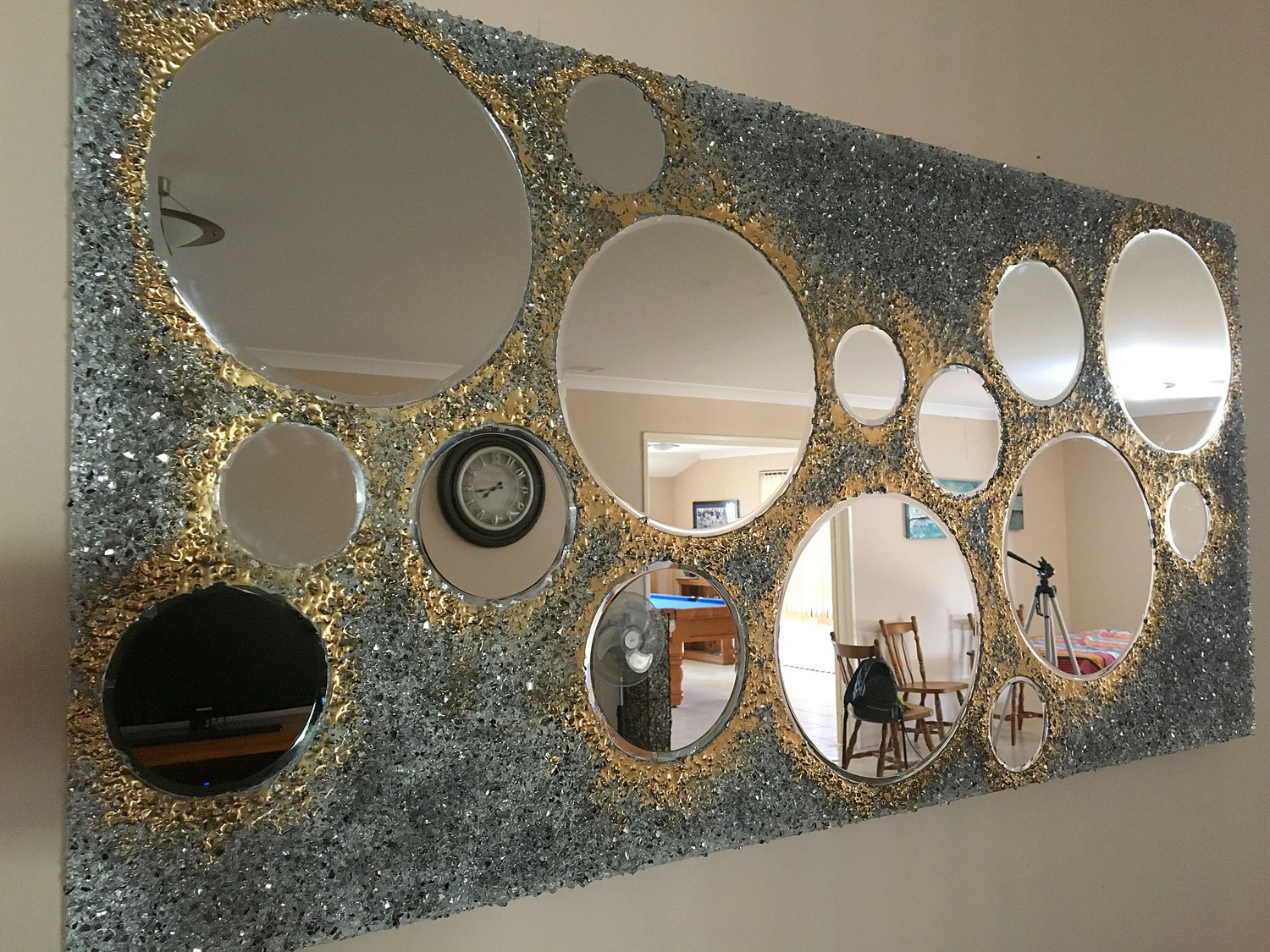 Crushed Glass And Resin Mirror, Crushed Glass Mirror Diy