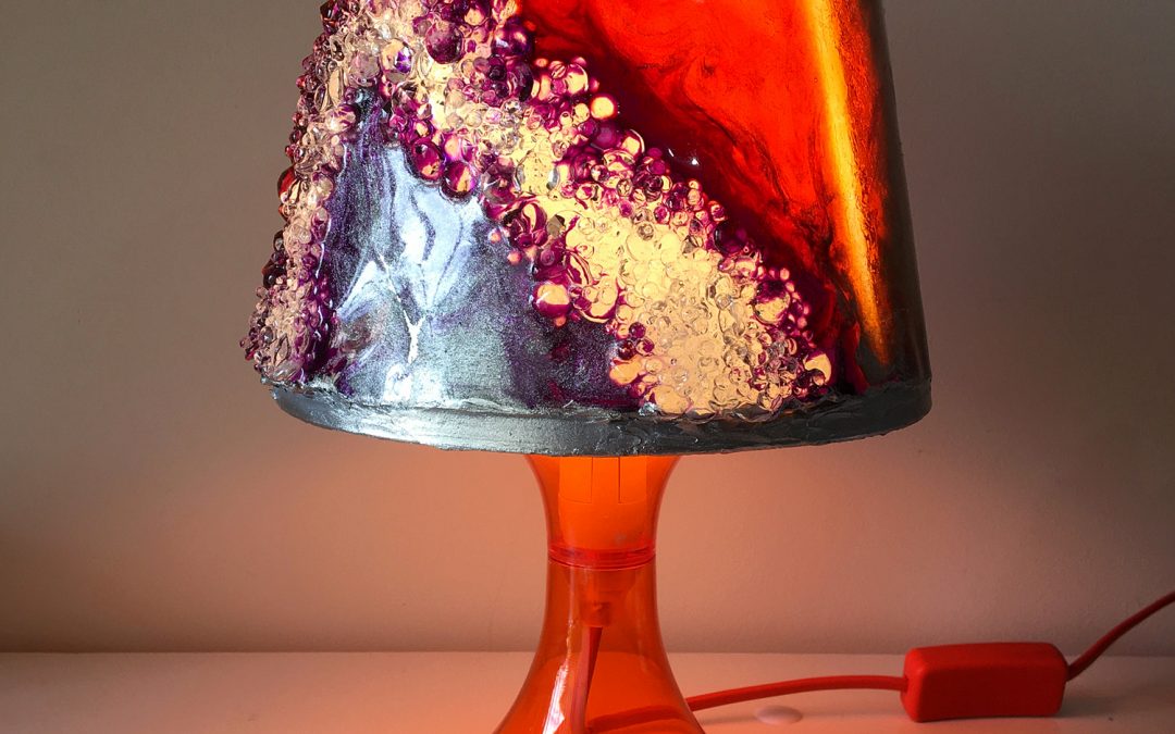 IKEA Lamp with Resin Geode Shade